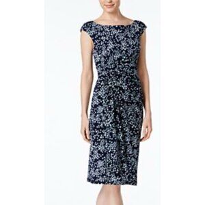 Connected Dress Blue 6 Small Circles Stretch Sheath Washable Sleeveless NEW